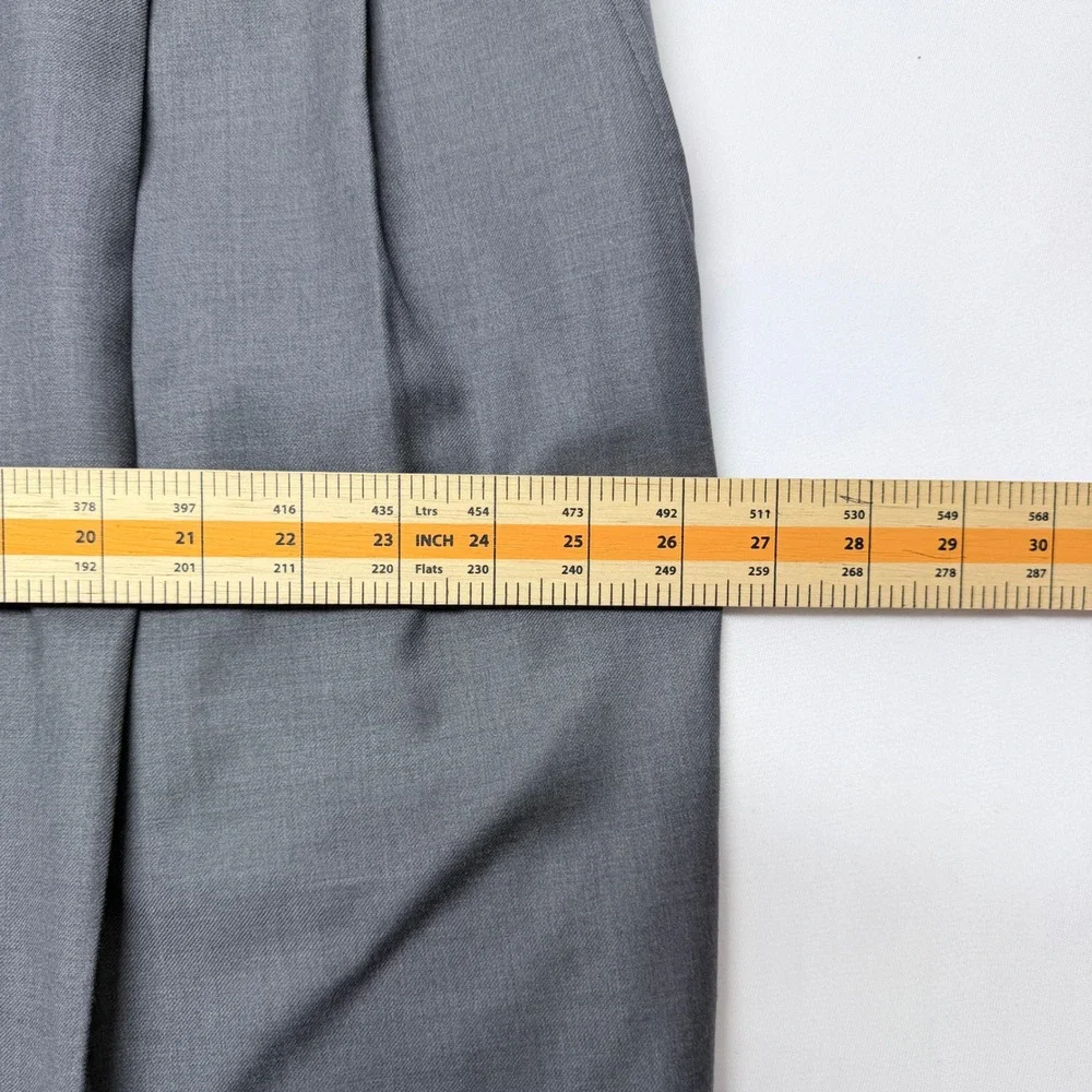 Botany 500 Mens Gray 100% Wool Pleated Cuffed Dress Pants Trousers 46 Regular